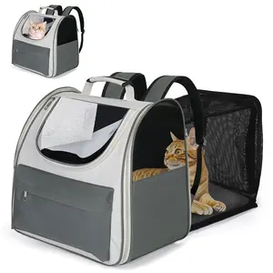 PetCozife Cat Backpack Carrier, Expandable Roomy Pet Carrier Backpack, For Medium Cat Small Dog Puppy Under 18lbs, Breathable Foldable Dog  Backpack, Travel Airline Approved for Camping Outdoor, for Cat Lovers Animal Carrier, Gray Large