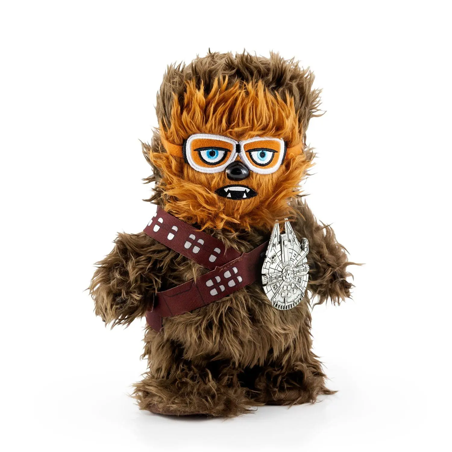 Star Wars Chewbacca Interactive Walk N' Roar Character Stuffed Toy - 12-inch Plush, Moves, Makes Noise, Includes Millennium Falcon Pin, Character Stuffed Toys