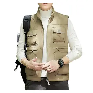 Mature Men's Reversible Sleeveless Fleece Vest - Stylish, Thermal Lined, Multi-Pocket, Plain, Casual, Polyester Thick Plush Shell, Knit, Relaxed Fit, Smooth Soft Top, Winter Outdoor Commuter Wear, M-5XL, Ideal Menswear Gift