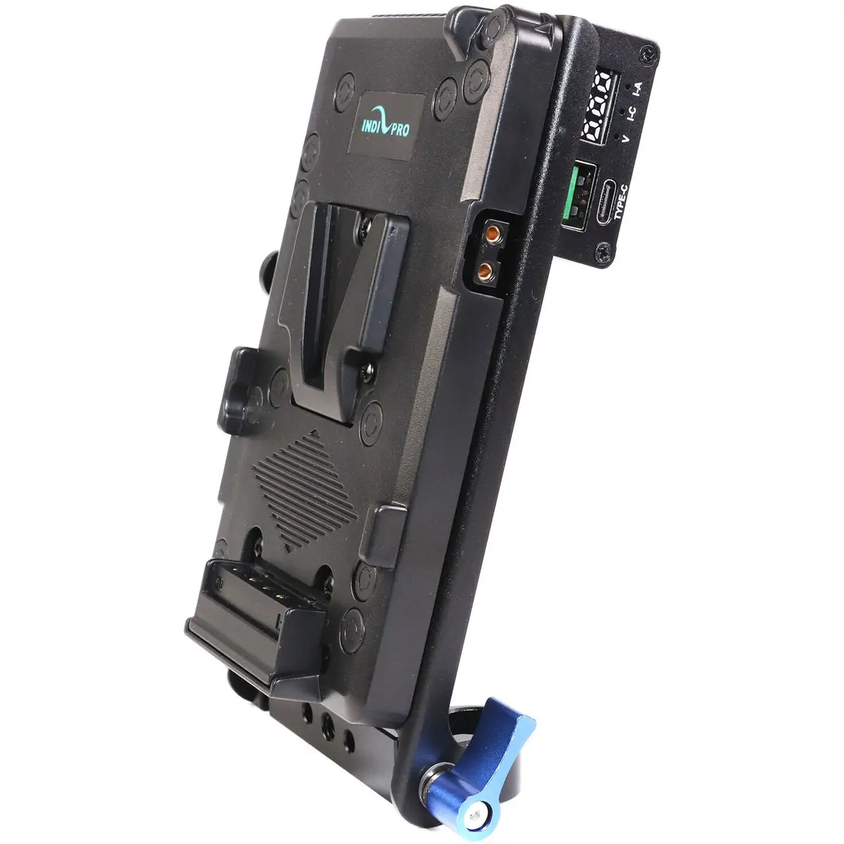 IndiPRO V-Mount Battery Adapter Plate, 15mm Rod Bracket with USB-C Converter for D-Tap Devices