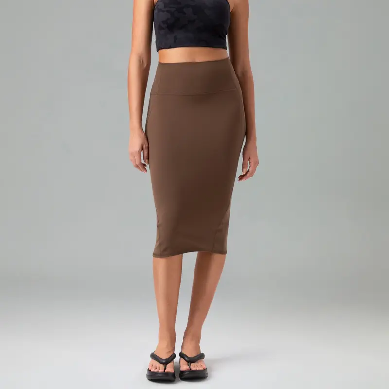 Colorfulkoala Women's High-Waisted Dreamlux Fabric Bodycon Pencil Skirt - Solid Color, Chic, Back Slit, Perfect Fit for Office & Casual Wear, Solid Color Skirts
