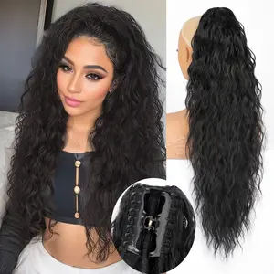 CHAOEE Synthetic Long 30inch Curly Wavy Clip Claw Wavy Ponytail Extension Pony Tail Clip in Hair Extensions for Women Fluffy Natural Looking Synthetic Hairpiece for Daily Use