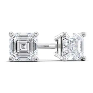 14 Karat White Gold Lab Grown Asscher-Cut Diamond Stud Earrings ( starting at 1.00 carat )