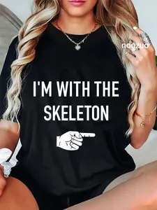 100% Cotton Unisex I'm with the skeleton matching partner costume halloween T-Shirt