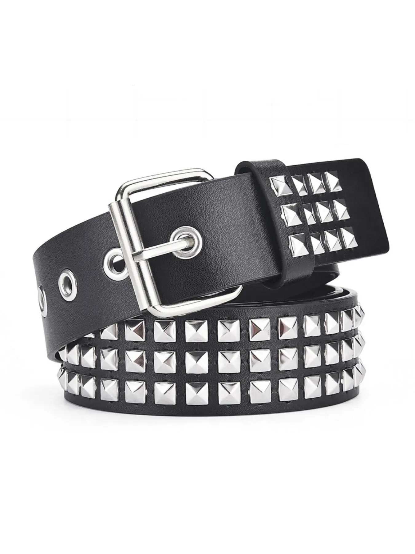 Punk Style Studded PU Leather Belt, Fashion Belt for Party, Daily Clothing Decor, Trendy All-match & Exquisite Belt for Birthday Gift, Studded Waist Belt, Belts Men, Design Belt