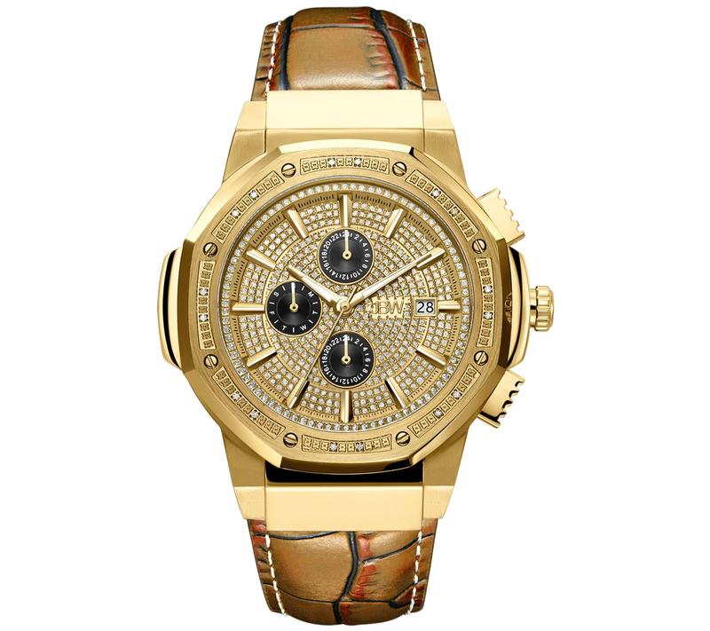 JBW Men's Saxon 18K Gold Plated 0.15 cttw D iam ond Watch