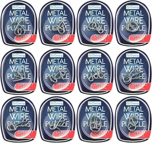 Metal Wire Puzzle Set by with a 15 Dollar Gift Card Challenge - 12 Unique Individually Packed Puzzles - Fun Brain Teaser IQ Game for Kids and Adults - Great Educational Toy