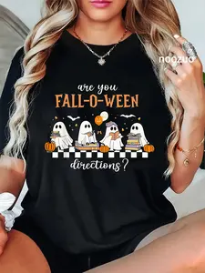 100% Cotton Unisex Retro are You Fall O Ween Directions Teacher Halloween Ghost T-Shirt