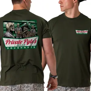 Private Pyle Jelly Doughnuts Military Humor Shirt Funny Skull Graphic Tee Vintage Army Style T Shirt Casual Cotton Apparel, private pyle shirt, military humor tee, funny army shirt, skull graphic tee, doughnut joke shirt