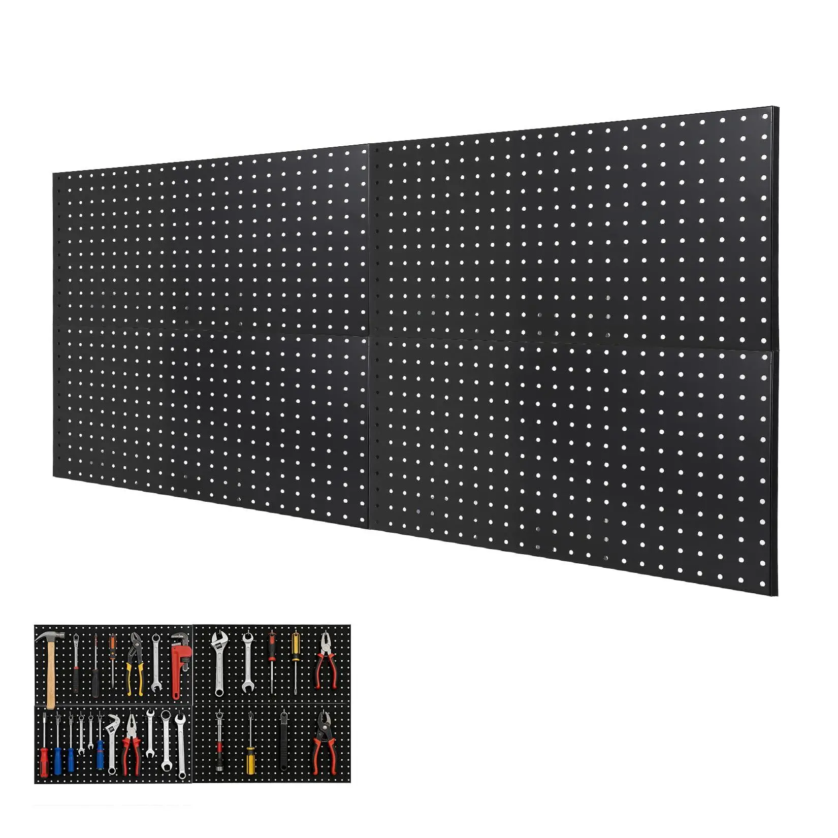 Metal Pegboard Wall Panels Kit, 48" x 24" Heavy Duty Pegboard Wall Organizer for Garage Tool Storage, Flexible Layout, for Workshop, Kitchen, Craft Room