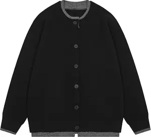 Bakyarder Vintage Color-Blocked Unisex Classic Button Sweater Casual Relaxed Fit Old Money Streetwear Pullover