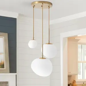 Sandblasted Three-Head Irregular Pendant Lamp Natural Lighting High-Definition Eye-Friendly for Living Room Dining Room Study Bedroom