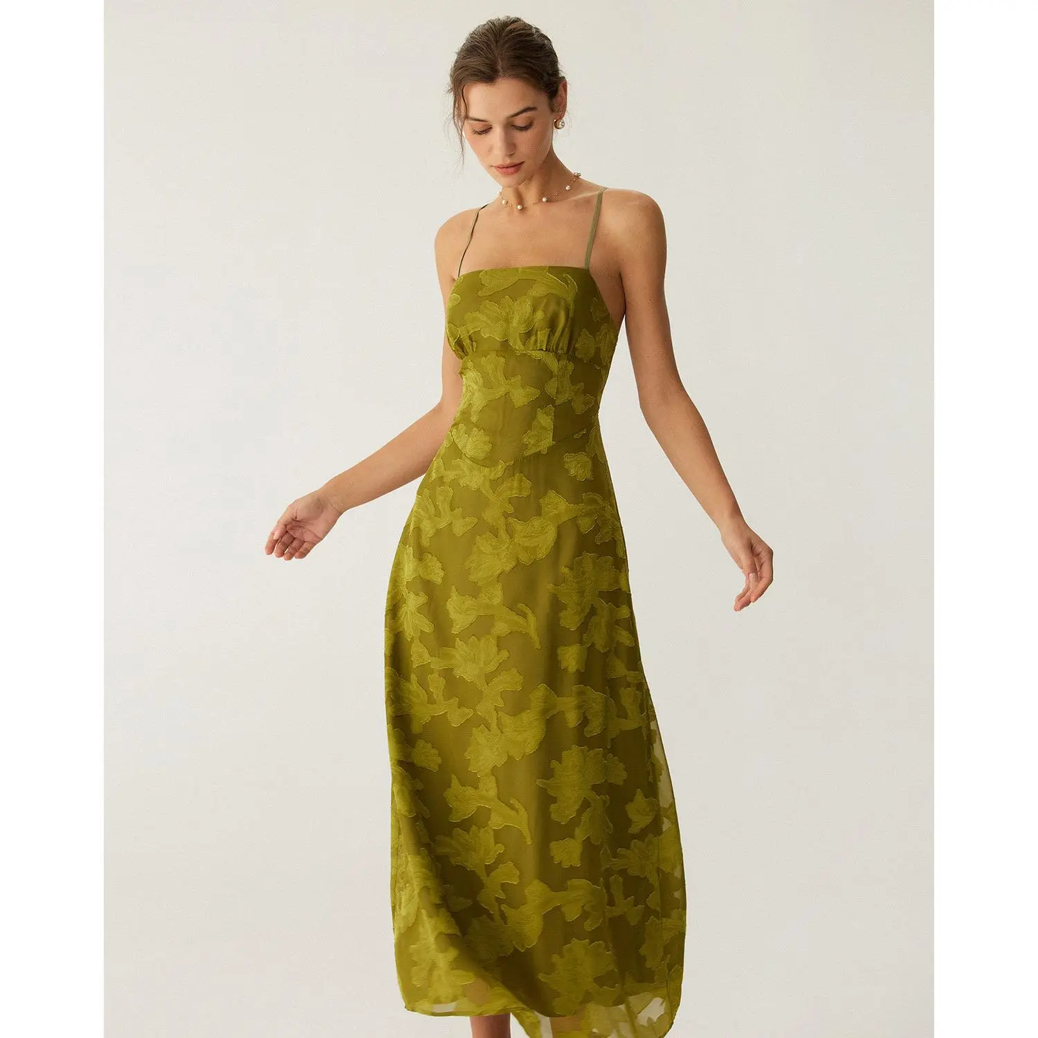Rihoas Women's Backless Polyester Soft Fabric Spaghetti Strap Ruched Waisted Adjustable Sleeveless Green Floral Slip Maxi Dress, Casual Garment Clothes - TikTok Shop Rihoas Women's Backless Polyester Soft Fabric Spaghetti Strap Ruched Waisted Adjustable Sleeveless Green Floral Slip Maxi Dress, Casual Garment Clothes - TikTok Shop