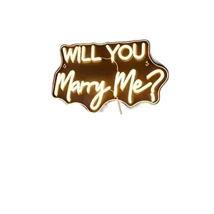 QiaoFei Silicone LED "Will You Marry Me" Neon Letters Sign, 12.5x14.6in Romantic Light with USB Power, Dimmer Switch, Hanging Room Decor & Wedding Gift