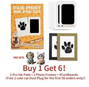JERRYDIARY Paw Print Kit Clean Touch Ink Pad for Dogs & Cats Keepsake Gift for Pet Dogs and Cats Memorial Gift Pet Memorials Pet Paw  cat cat  paw print ki