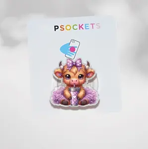 Cute Highland Cow Phone Grip MagSafe, Cow Print Bow Phone Stand, Cute Snarky Bougie Western Cap Country Cow, Cute Animal Phone Holder, Sparkly Phone Accessory