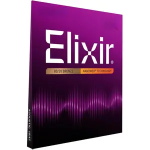 Elixir Strings, Acoustic Guitar Strings, 80/20 Bronze with NANOWEB Technology, Longest-Lasting Bright and Focused Tone For Life with Comfortable Feel, 6 String Set, Extra Light 10-47