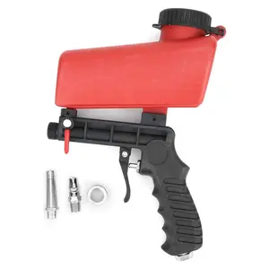 90psi Gravity Feed Sand Blaster Gun Kit - Hand Held Sand Blasting Spray Gun with 2 Nozzle Tips and Air Regulator Remove Paint, Rust, Stains, and Grime on Surfaces