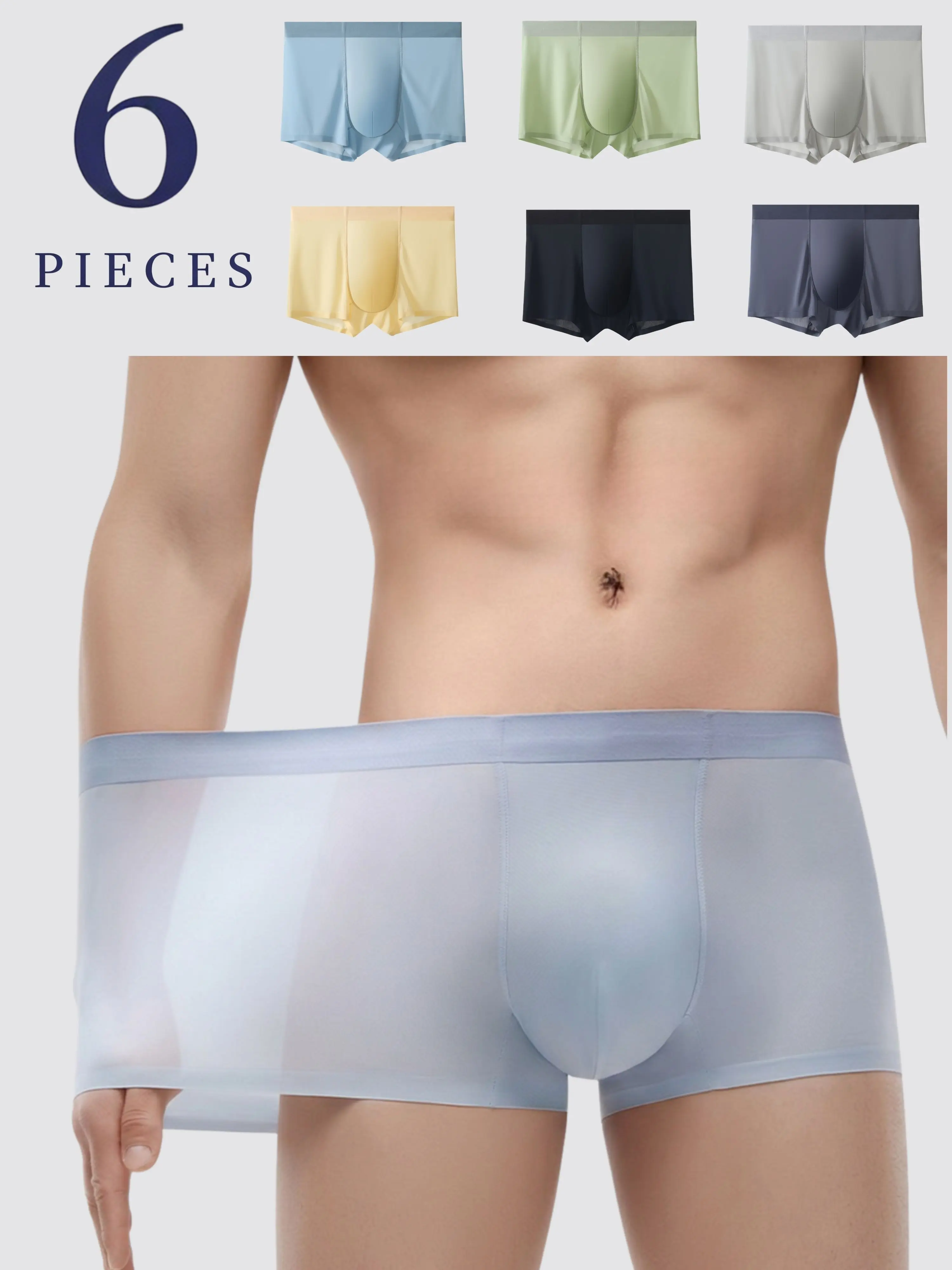 Highly recommended—summer cooling, breathable men’s boxer briefs, seamless boys’ boxer shorts, 6-piece set