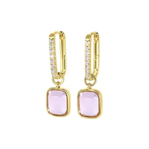 Luxe Cushion Hoops in Blush Lilac