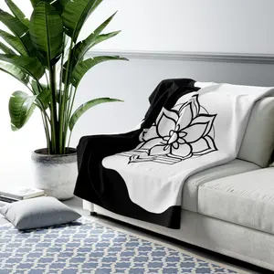 Live Source Divine Black and White Chakra Sherpa Fleece Blanket | Ultimate Comfort & Serenity