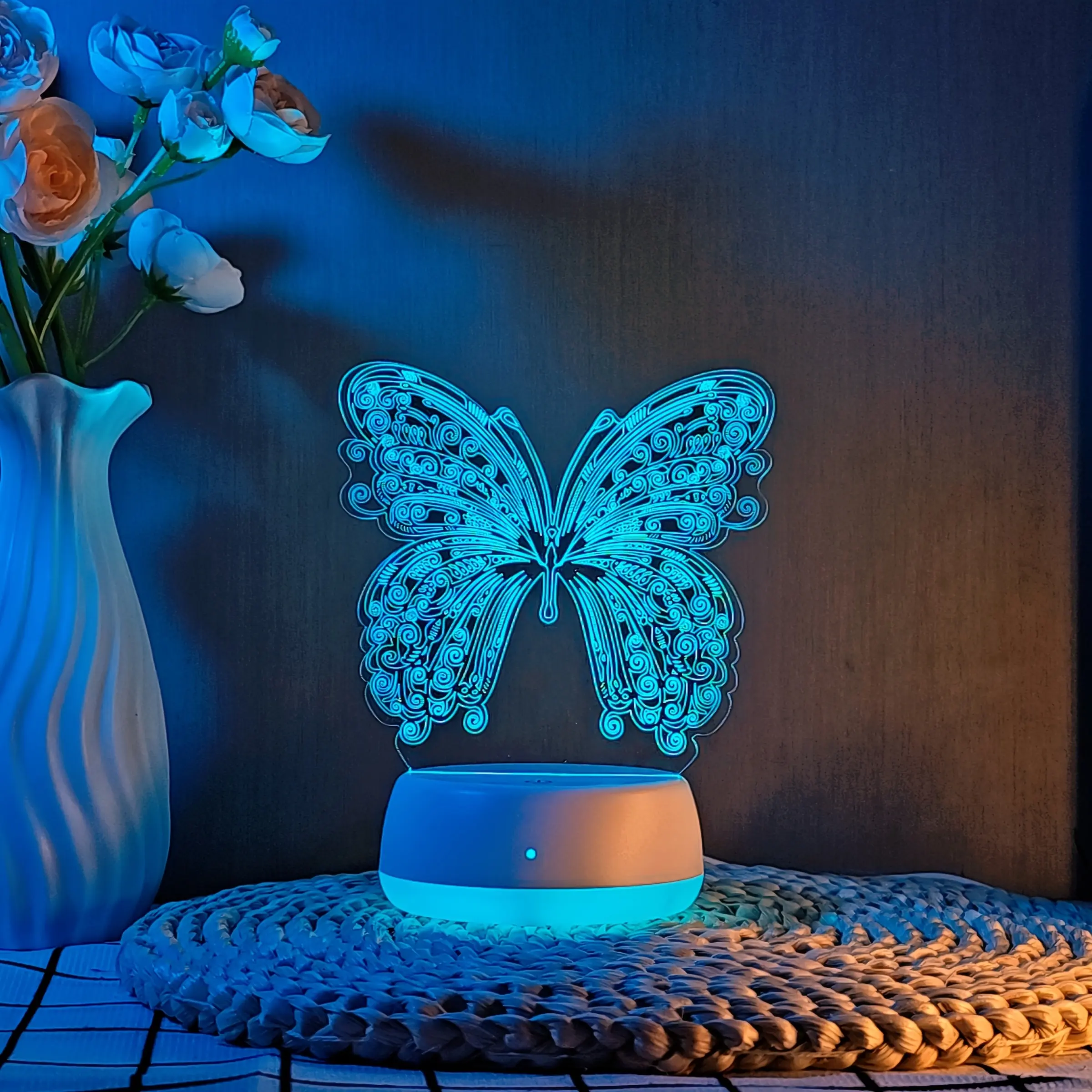 Charming Butterfly LED Night Light, Seven-Color Lighting Effect, Touch Switch, USB Powered, Kids Room Decor, Creative Bedside Lamp, Atmosphere Night Light, Led Butterfly Lights