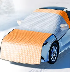 8.7FT Half Car Cover, Waterproof Foldable Full-Coverage Protector Car Covers with Reflective Windproof Straps, All-Season Outdoor Protection Cars Cover, Universal for Snow, Sun, Rain, Dust