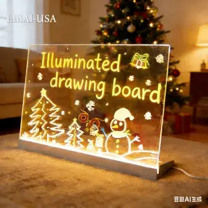 Led Drawing Board For Your Kids, Acrylic Dry Erase Light-Up Board with Stand Markers Cleaning Cloths Tracing Paper Erasable Reusable Kids Learning Gift for Birthday  Christmas Decorative Neon Sign