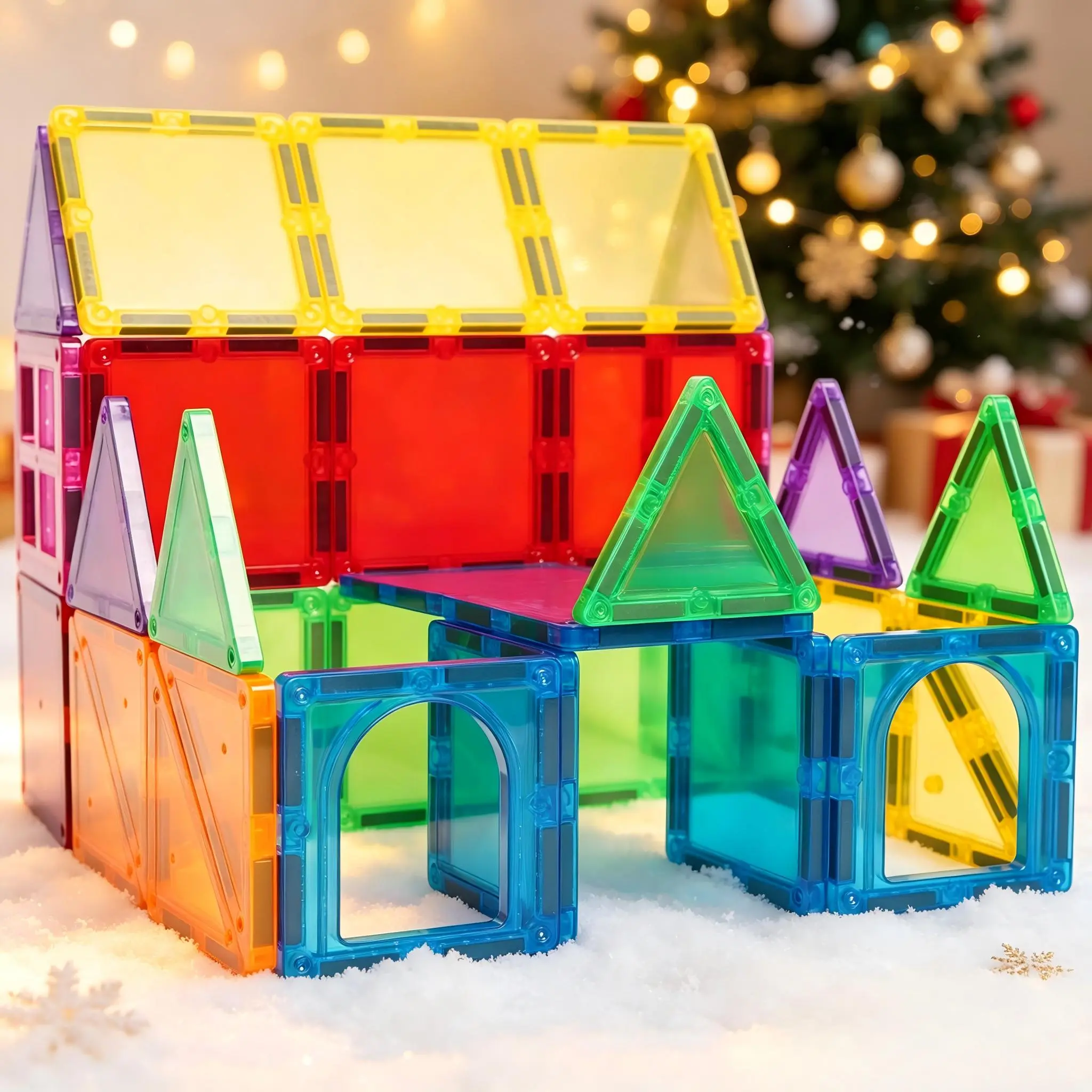 20PCS Mini Transparent Magnetic Tiles Building Block Sets, Portable Montessori STEM Play Toy for Toddlers+ 3+, Travel Educational Birthday Gift for Kids