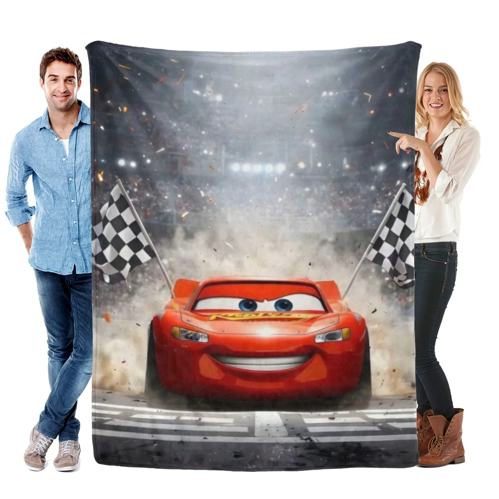 Disney Cars Stadium Mcqueen Blanket, Plush Fleece Disney Movie Bedding, For Boys Dorm Room Decor