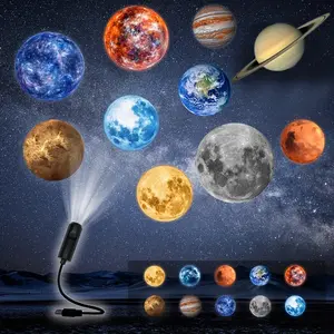 USB Planet Moon Projection Night Light, 10 Planets, Bedroom Baby Room Decor, LED Atmosphere Lamp, 360° Rotatable, Ideal Gift for Teens, Starry Sky Projector, Planetarium Star Projector