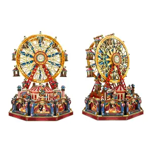 Century Ferris Wheel Desktop Decoration Model, Handmade 3D Hand Carved Wooden Toy House, Decorative Sculptures, Desktop Statue, Perfect Gift for Birthday, Halloween, Christmas, Valentine's Day