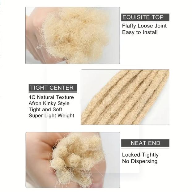 100 Strands 100% Real Human Hair Dreadlock Extensions 0.6cm Thickness 4‑12 Inch Colored Locs for Men & Women