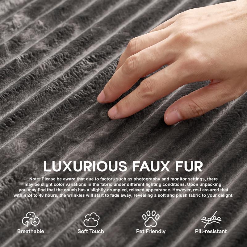 CAODOC 108" Modular Sectional Sofa Cloud Couch with Ottoman Corduroy Memory Foam L-Shaped Couch for Living Room Modern Deep Seat Boneless Fluffy Plush Chaise Lounge Free Combination