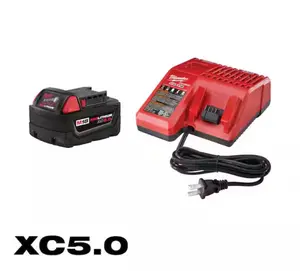 Milwaukee M18 REDLITHIUM XC5.0 Battery 5.0 Ah High Capacity & Fast Charger for Tools with Multivoltaje Charger