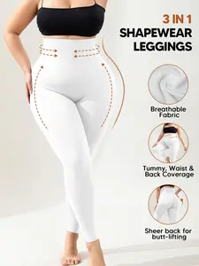 Women's Plus Size Shapewear Leggings, High Waisted Tummy Control, Squat Proof Compression Pants, Butt Lift Full Length Tights