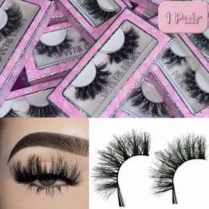Fluffy Lashes 1 Pair Full Volume 18mm-25mm High-Quality Faux Mink False Strip Wispy Eyelashes Makeup Cosmetic Lightweight Comfortable