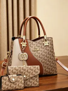Women's PU Satchel Set, Large Capacity Crossbody and Shoulder Bags, Casual Style, All Seasons, Multiple Colors Available, Letter