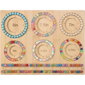Bamboo Beading Board for Jewelry Making - Adjustable Beaded Design Tool for DIY Bracelet and Bangle Charm Creation, Bamboo Material