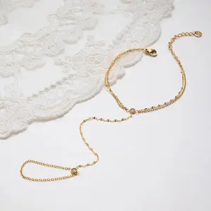 Elegant Double Layer CZ Hand Chain