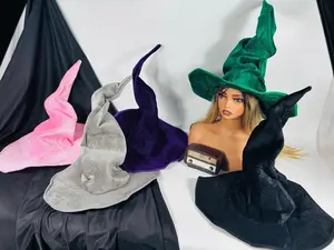 Adult Halloween Witch Hat&Green Claw GlovesRole-playing,2Pcs Black Gift