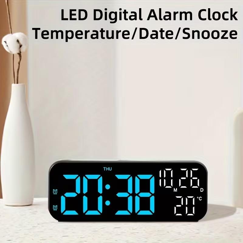 Digital alarm clock with date and temperature/humidity display, three adjustable brightness levels, two sets of alarms and countdown functions. An ideal household item for bedrooms, offices and living rooms.