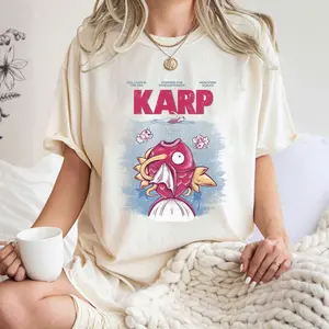 Retro Koi Monster Graphic Shirt, Funny Anime-Inspired Shirt, Unisex Vintage Style Menswear Top