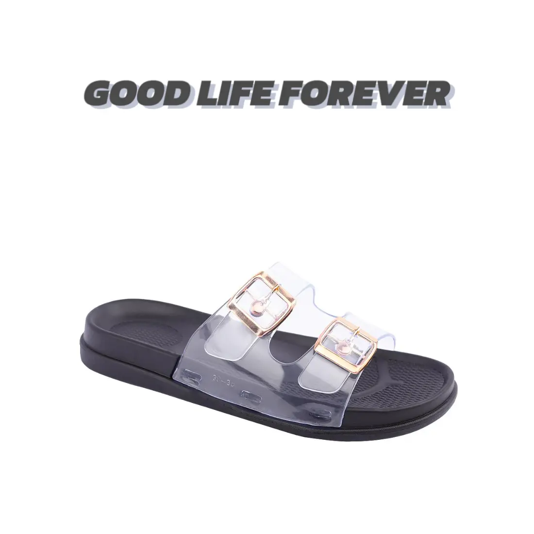 Clear Straps Comfort Soft Slides Adjustable Double Buckle Flat Sandals for Women Swimming Slides Buddy Footwear Girl Walking Transparent Straps Shoe