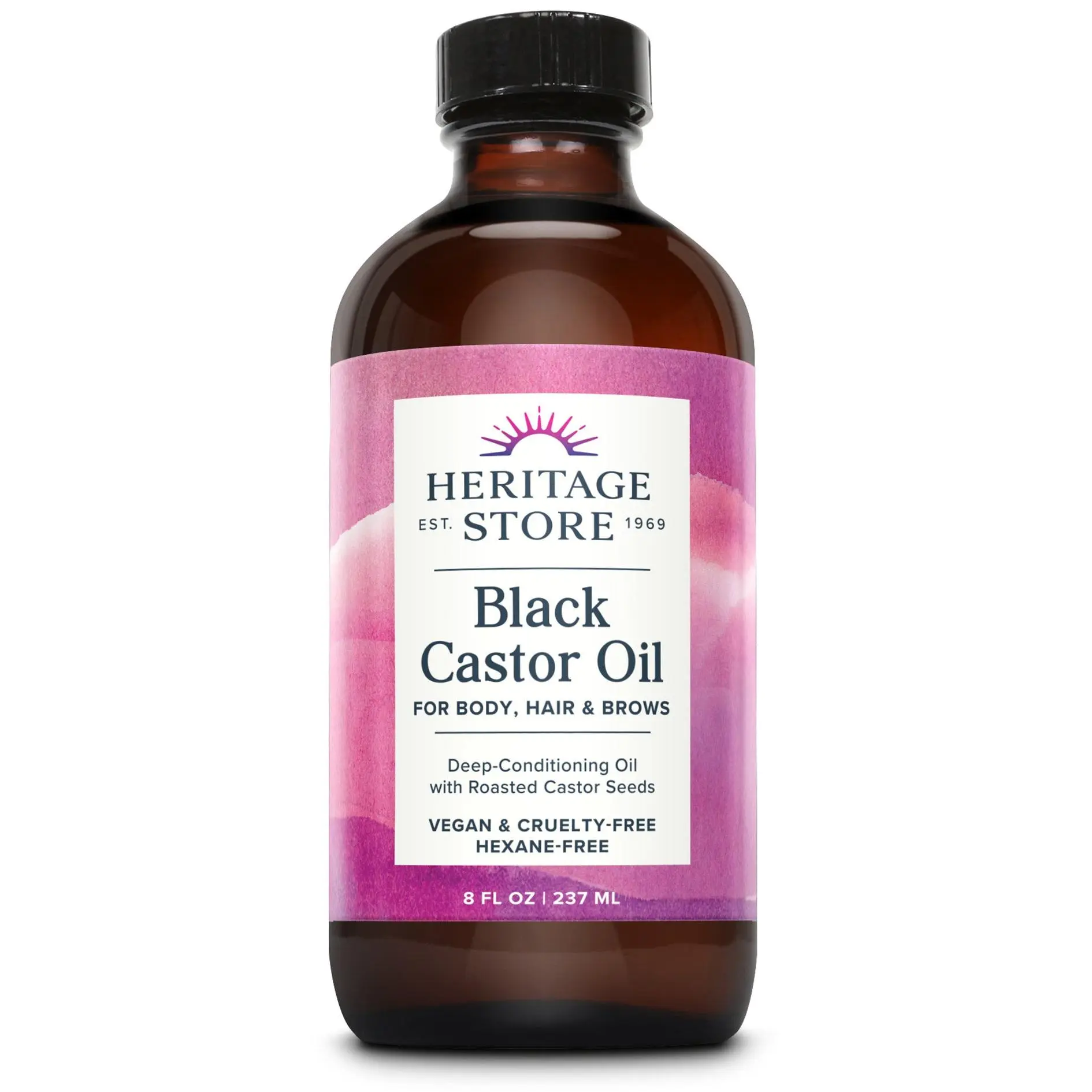 HERITAGE STORE Black Castor Oil, Naturally Pressed Nourishing Skin & Hair Care Product for Haircare, Hydrating Skin & Hair