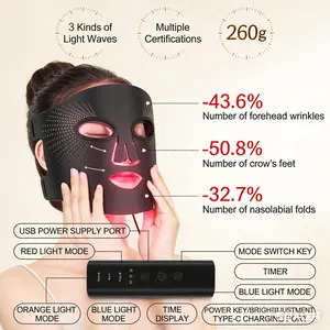 Askmake Glow Time LED Therapy Face Mask for Anti-Fine Line, Anti-Acne, and Skin Rejuvenation with Red,  Blue and Amber Light,Perfect Gift,Red Light Face Mask Led Facial Mask Treatment Mask led face light therapy