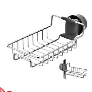 iPstyle Kitchen Sink Caddy Organizer Over Faucet Sponge Holder, Stainless Steel Heavy Duty Thickening Hanging Faucet Drain Rack for Scrubbers, Soap, Bathroom, Detachable No Suction Cup or Magnet