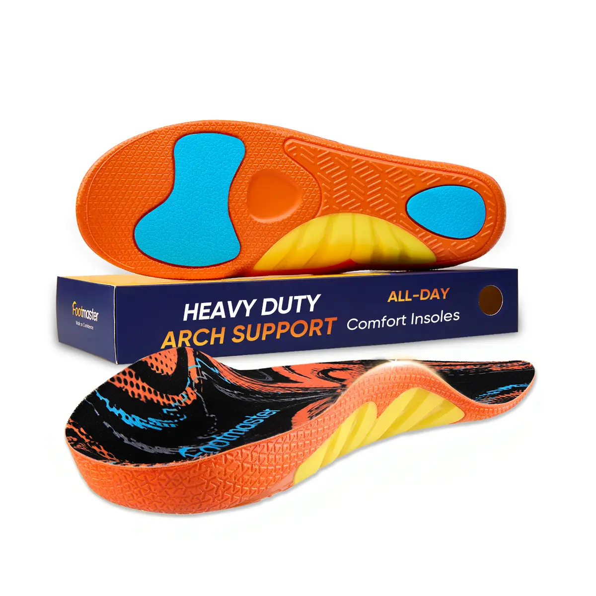Footmaster Heavy-Duty High Arch Insoles - Cushioned Padded Shoe Inserts, Stable All-Day Comfort, All-Season for Athletic Hiking