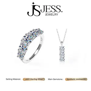 【#187】Five Star Radiance Synthetic Moissanite Ring Set, Luxury Jewelry, Pretty Ring