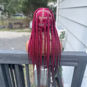 Red Magenta Knotless glueless full lace 26" Box Braids